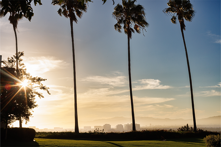 LMU campus view from the bluff looking at LA